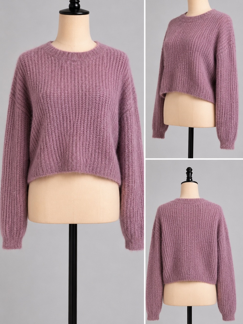 Self contrast plush plum sweater